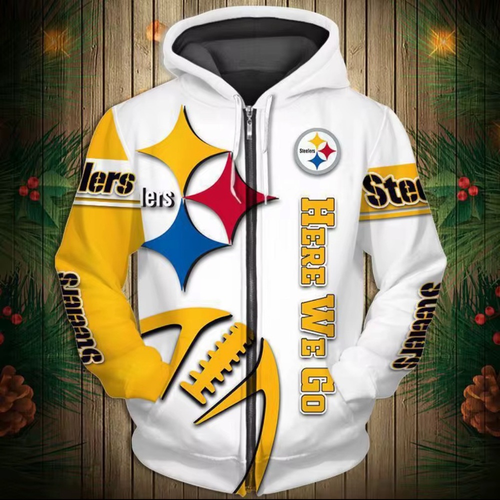 Steelers Graphic Hoodie in White and Yellow